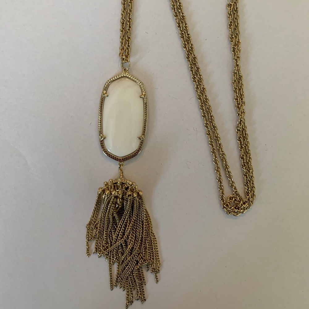 Kendra Scott Rayne Long Pendant Necklace In White